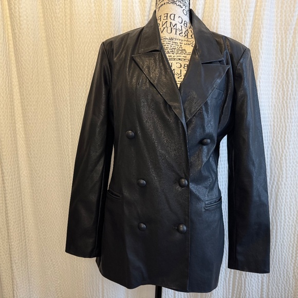 Anthropologie Blank NYC Faux Leather Black Blazer/Jacket Size Small - Picture 10 of 10